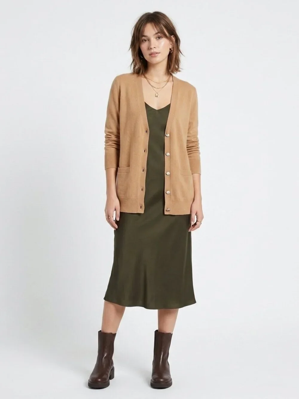 ANN TAYLOR Merino Wool Camel Cardigan Sweater XXL